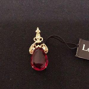 FAUX RUBY & CUBIC ZIRCONIA GOLD PLATED PEARL ENHANCER NWT